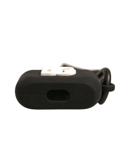 Dolce & Gabbana Schwarzes Silikon-Gummi-Logo geprägte Airpods Hülle