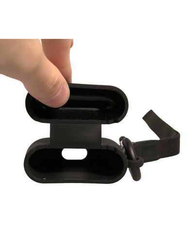 Dolce & Gabbana Schwarzes Silikon-Gummi-Logo geprägte Airpods Hülle