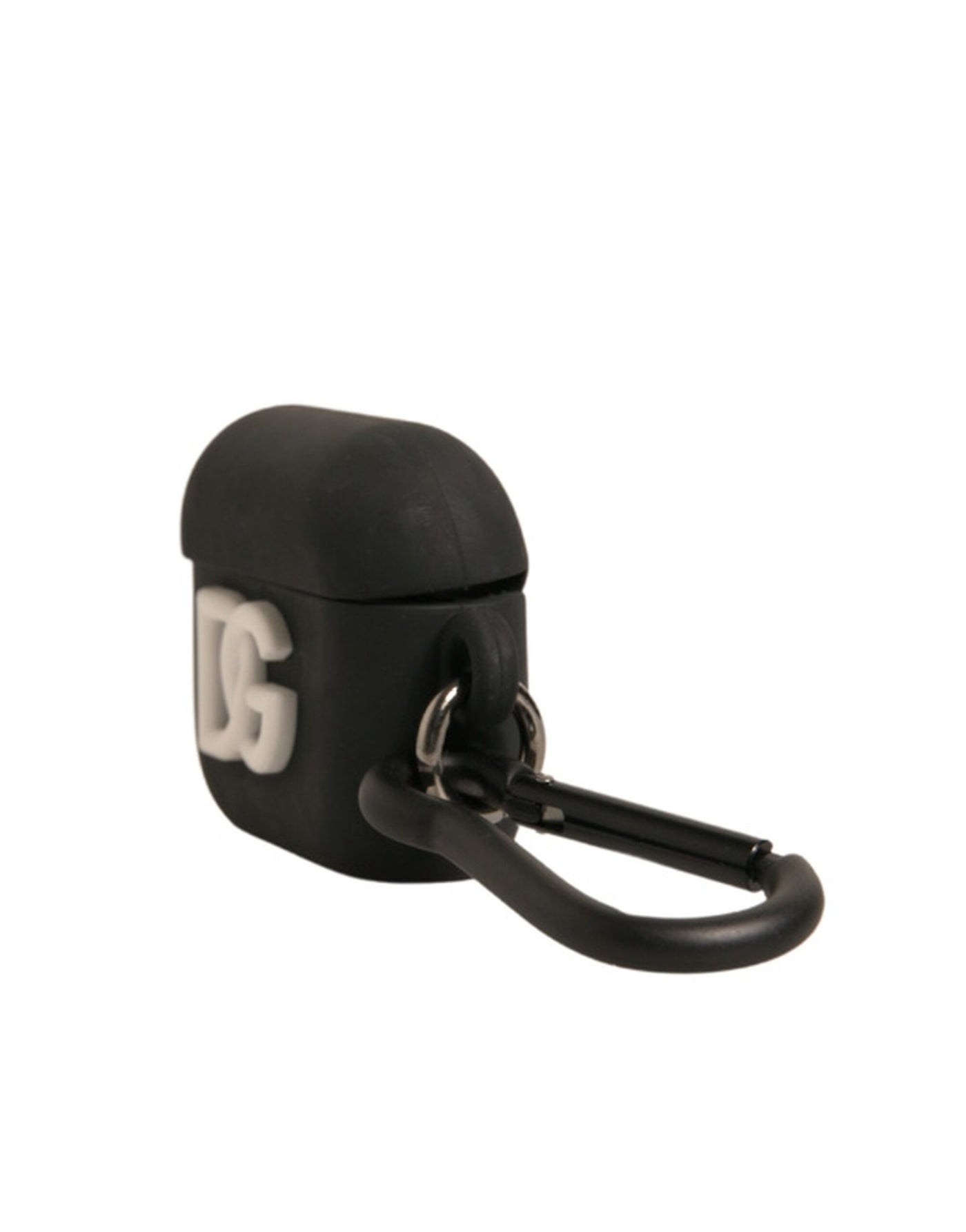 Dolce & Gabbana Schwarzes Silikon-Gummi-Logo geprägte Airpods Hülle