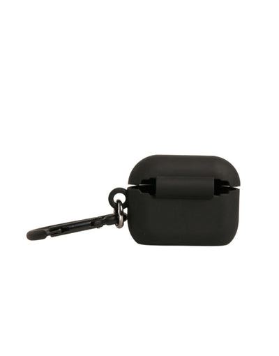 Dolce & Gabbana Schwarzes Silikon-Gummi-Logo geprägte Airpods Hülle