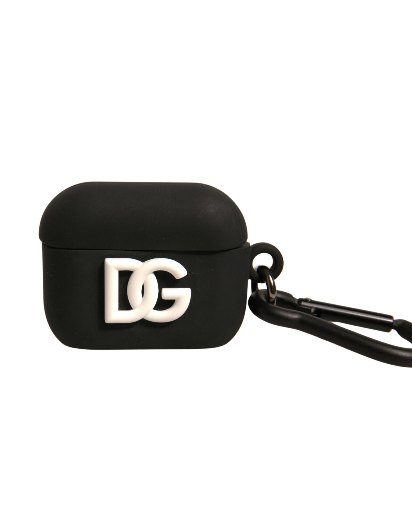 Dolce & Gabbana Schwarzes Silikon-Gummi-Logo geprägte Airpods Hülle