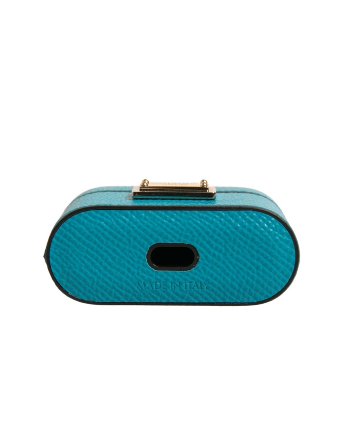 Dolce & Gabbana Grünes Leder Metall Logo Plaque Halter Airpods Fall