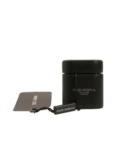 Dolce & Gabbana Schwarzes PVC Logo Druck Flip Halter Airpods Fall