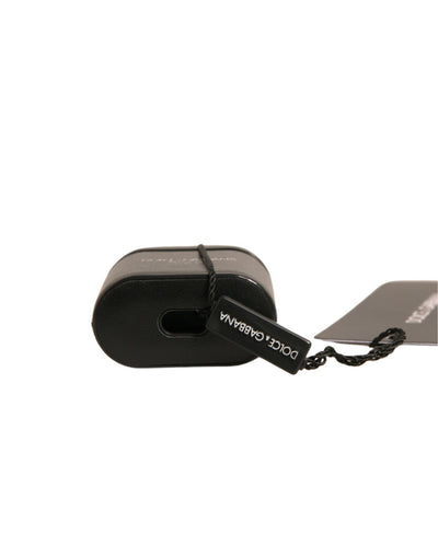 Dolce & Gabbana Schwarzes PVC Logo Druck Flip Halter Airpods Fall