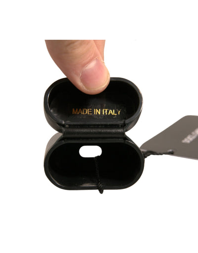 Dolce & Gabbana Schwarzes PVC Logo Druck Flip Halter Airpods Fall