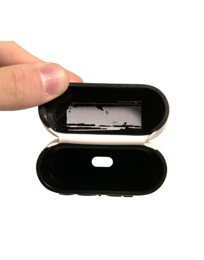 Dolce & Gabbana Weißes PVC geprägte Logo Plaque Halter Airpods Fall