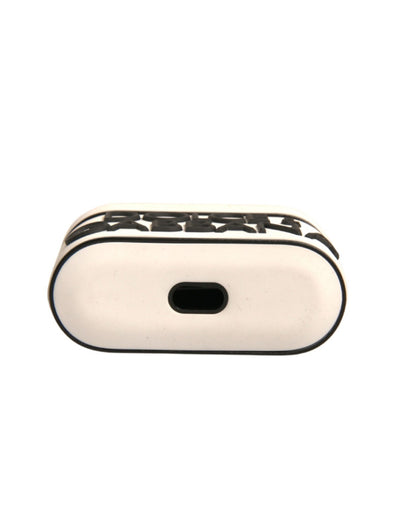 Dolce & Gabbana Weißes PVC geprägte Logo Plaque Halter Airpods Fall