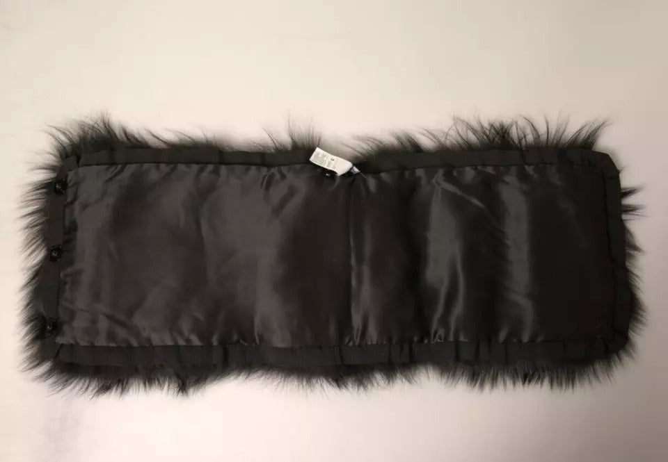 Dolce & Gabbana Schwarzer Pelzschulterkragen Wickelschal Halstuch