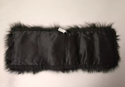 Dolce & Gabbana Schwarzer Pelzschulterkragen Wickelschal Halstuch