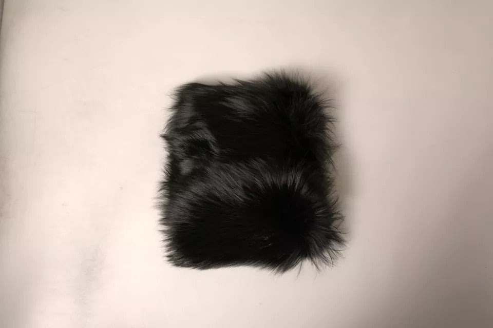 Dolce & Gabbana Schwarzer Pelzschulterkragen Wickelschal Halstuch
