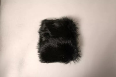 Dolce & Gabbana Schwarzer Pelzschulterkragen Wickelschal Halstuch