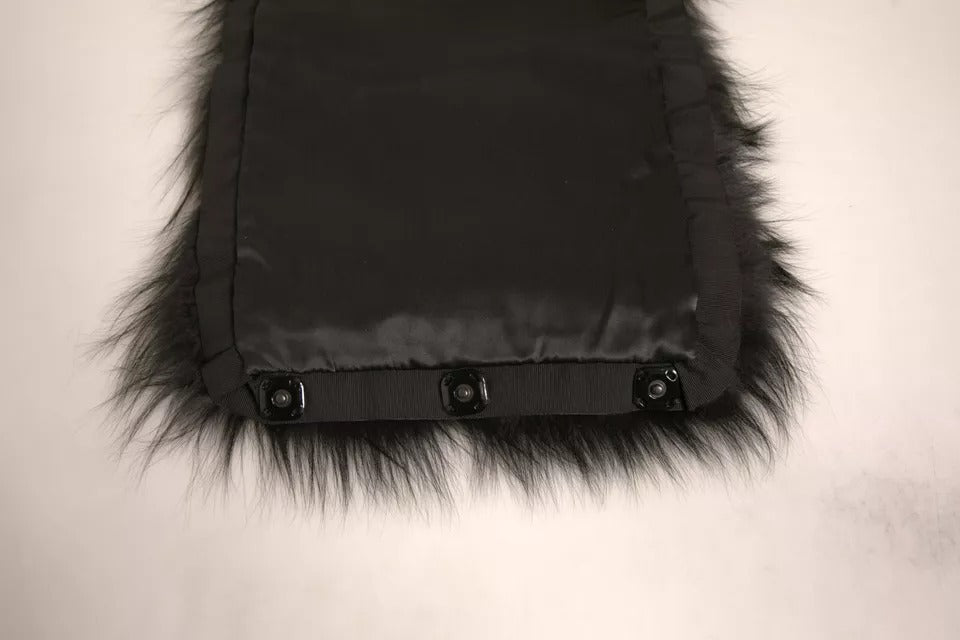 Dolce & Gabbana Schwarzer Pelzschulterkragen Wickelschal Halstuch