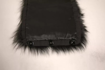 Dolce & Gabbana Schwarzer Pelzschulterkragen Wickelschal Halstuch