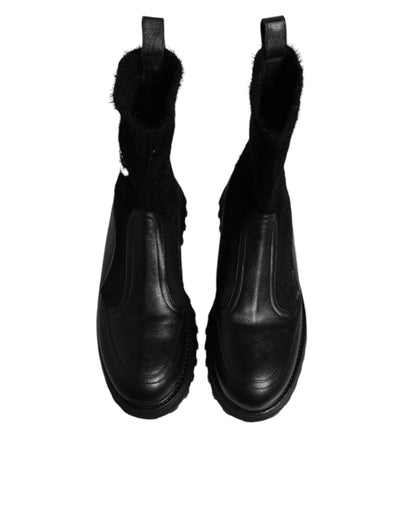 Dolce & Gabbana Schwarz DG Logo Horse Sock Ankle Boots Schuhe