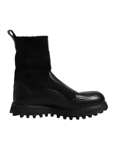 Dolce & Gabbana Schwarz DG Logo Horse Sock Ankle Boots Schuhe