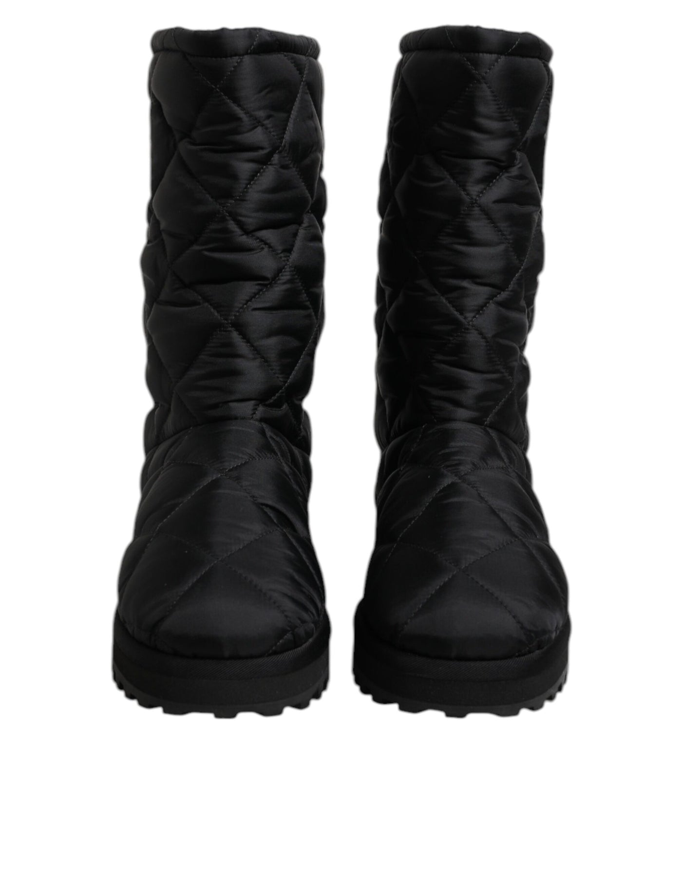 Dolce & Gabbana Schwarze Polyester gepolsterte Mid Calf Stiefel Winterschuhe