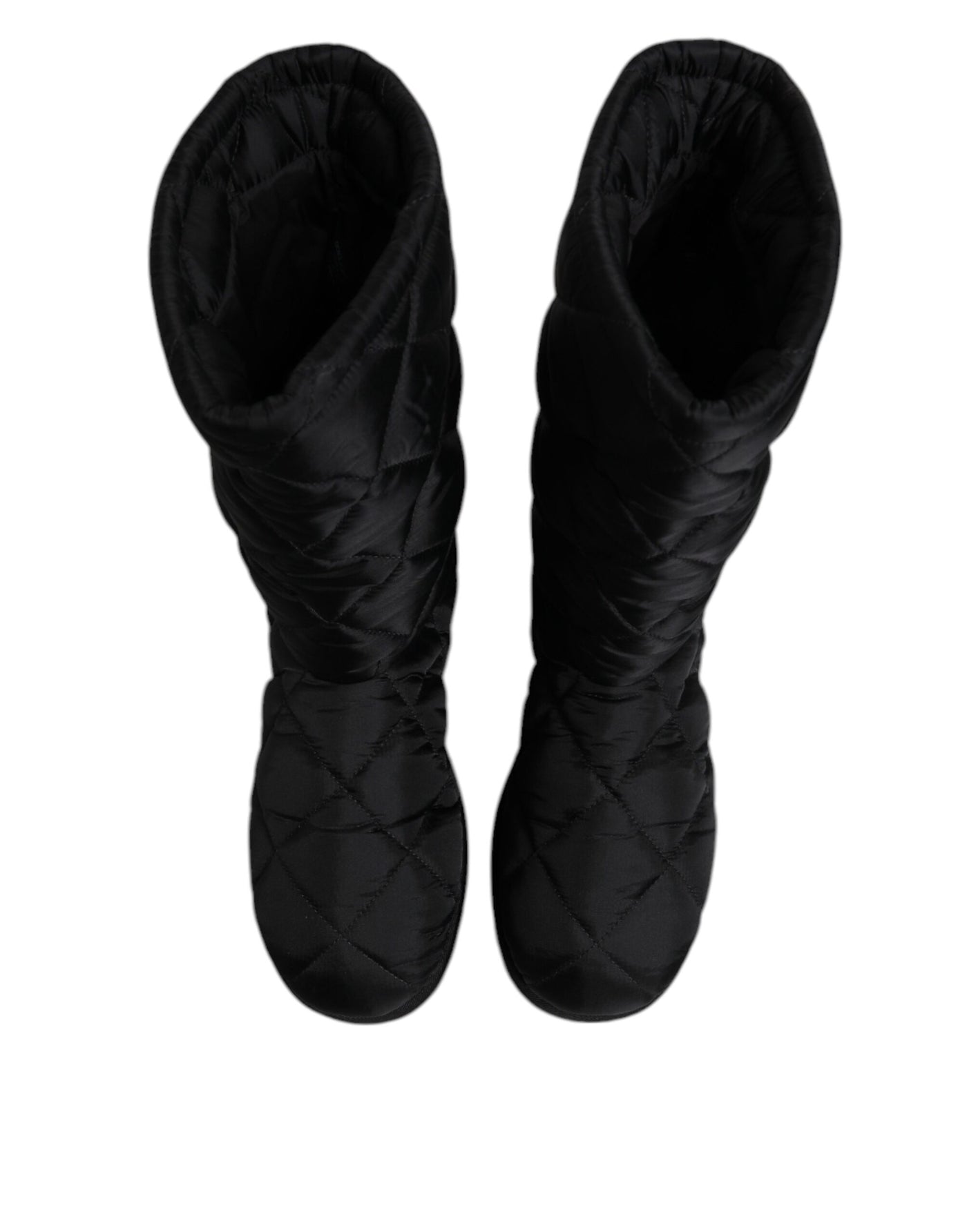 Dolce & Gabbana Schwarze Polyester gepolsterte Mid Calf Stiefel Winterschuhe