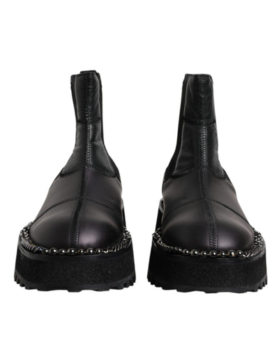 Dolce & Gabbana Schwarze Chelsea Boots Leder Schlupfschuhe