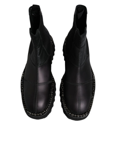Dolce & Gabbana Schwarze Chelsea Boots Leder Schlupfschuhe