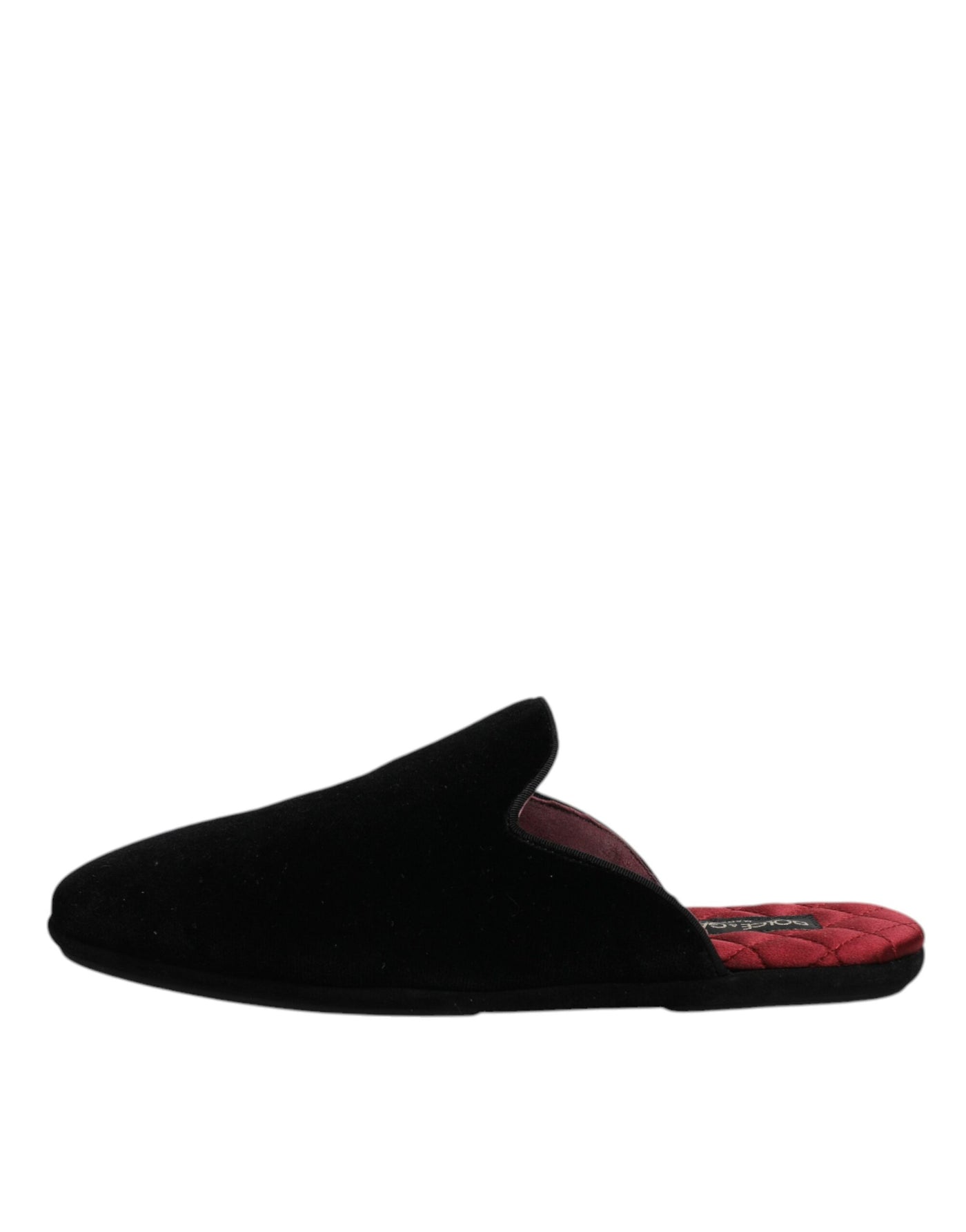 Dolce & Gabbana Schwarze Viskose Samt Pantoffeln Flache Slipper Schuhe
