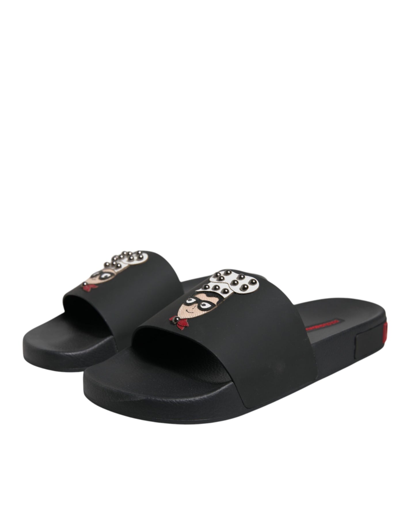 Dolce & Gabbana Schwarze Leder Pantoletten Sandalen Beachwear Schuhe