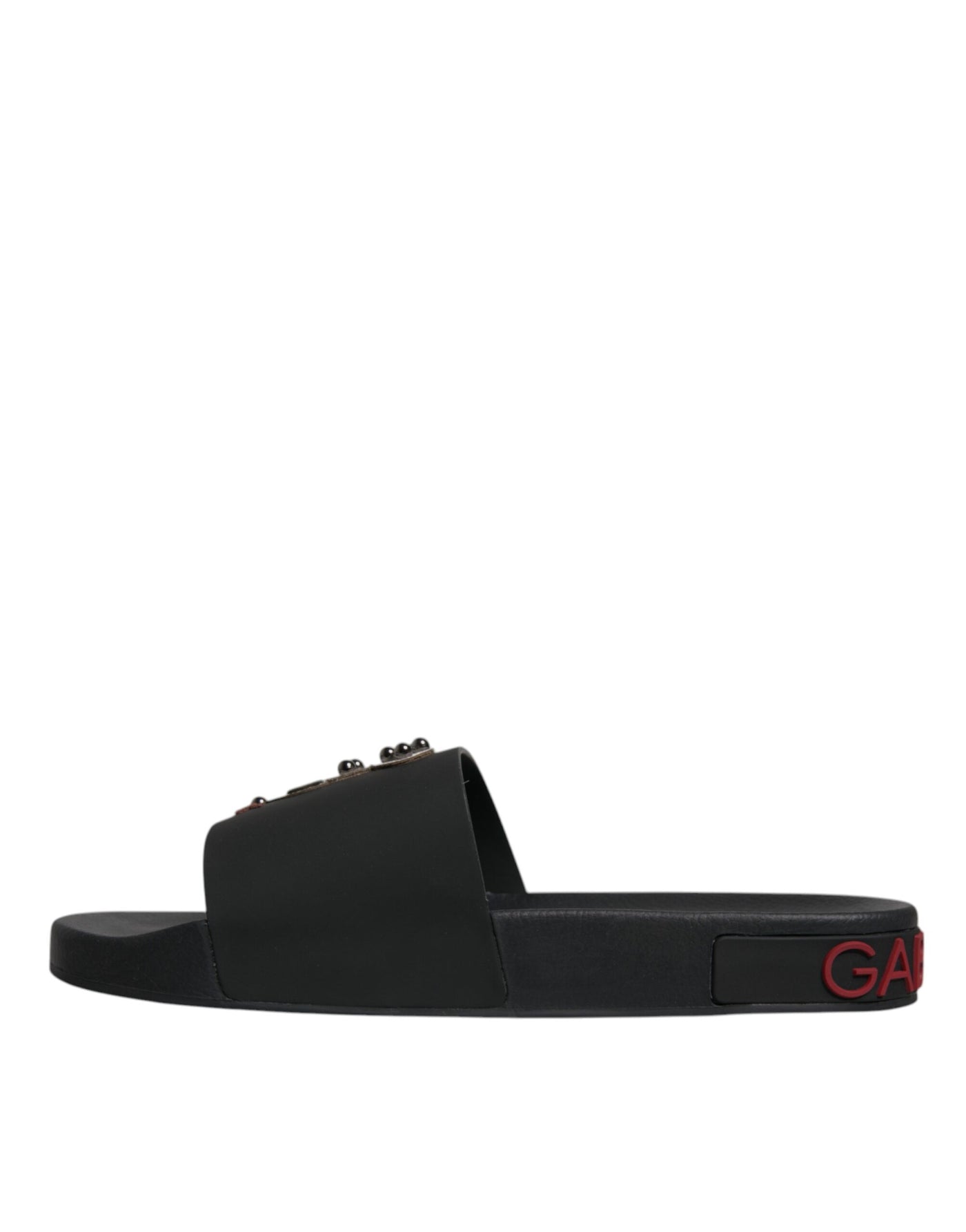 Dolce & Gabbana Schwarze Leder Pantoletten Sandalen Beachwear Schuhe