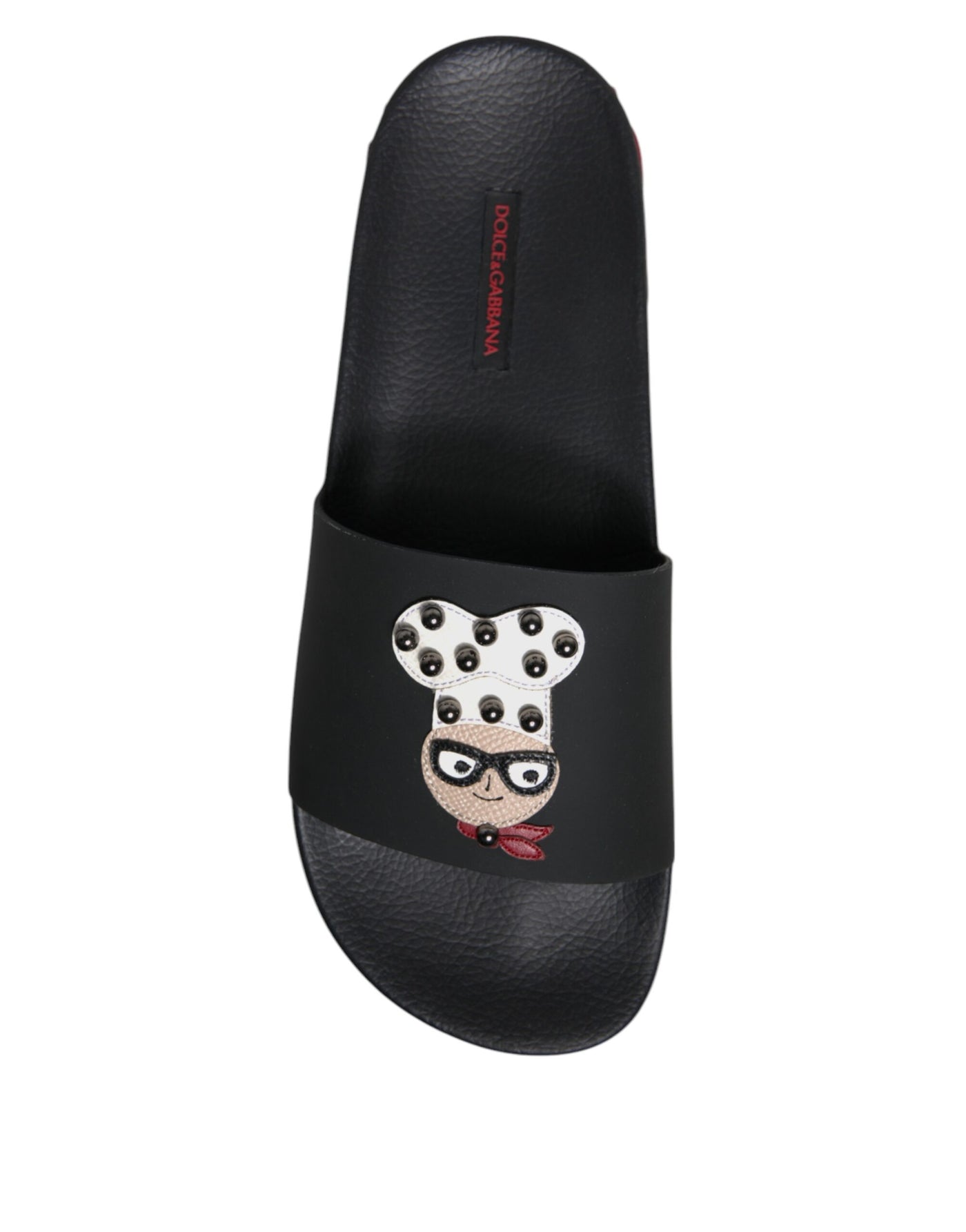 Dolce & Gabbana Schwarze Leder Pantoletten Sandalen Beachwear Schuhe