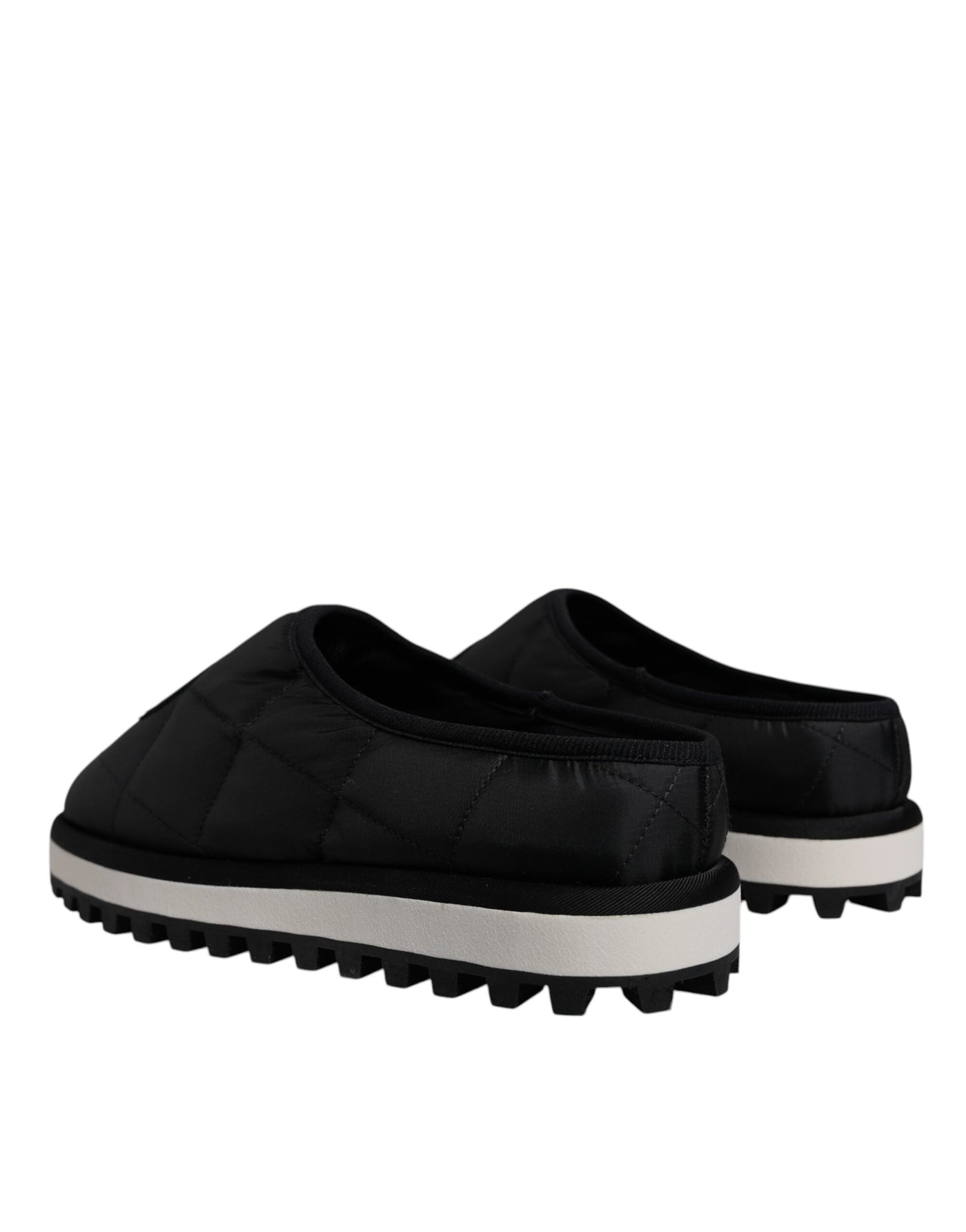 Dolce & Gabbana Schwarz Nylon gesteppt Logo Patch Sandalen Rutschen Schuhe