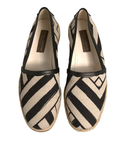 Dolce & Gabbana Schwarz Weiß Streifen Slip On Espadrille Schuhe