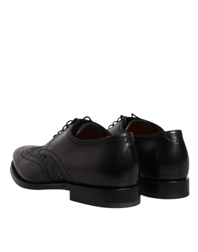 Dolce & Gabbana Schwarze Leder Derby Wingtip Lace Up Formal Dress Schuhe