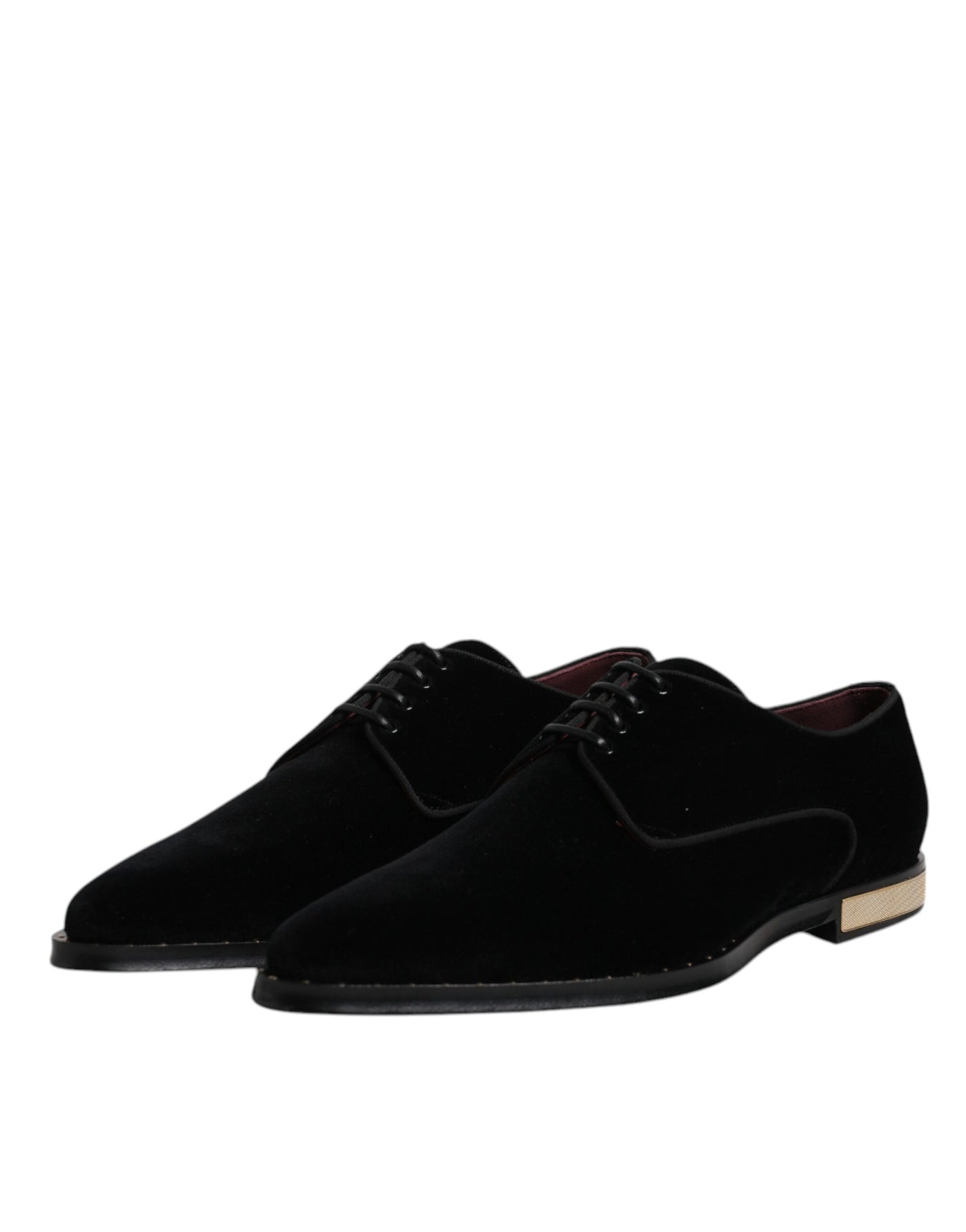 Dolce & Gabbana Schwarze Samt-Baumwoll-Spitzen-Derby-Schuhe