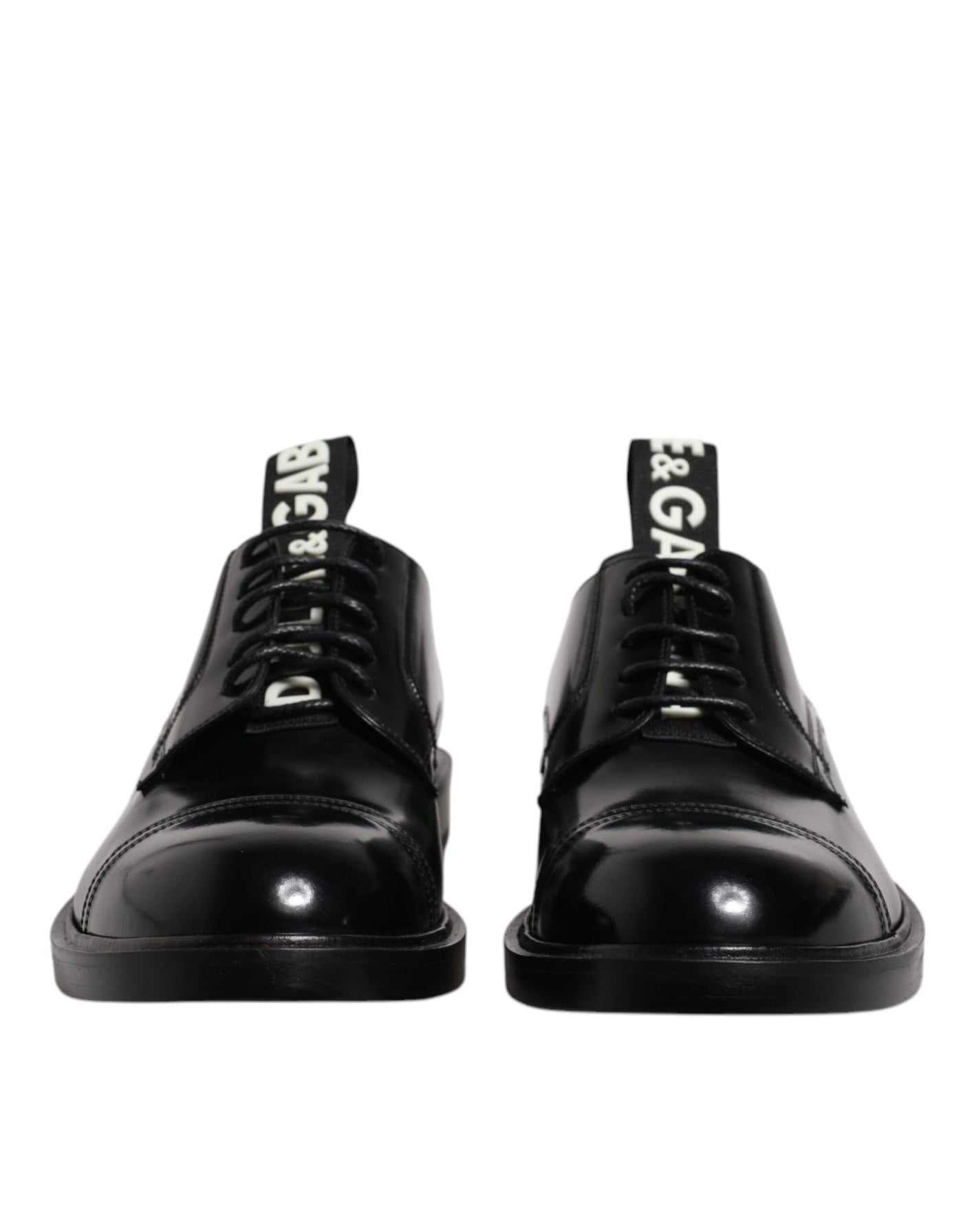 Dolce & Gabbana Schwarze Lackleder Derby Schnürschuhe Formal Dress Schuhe