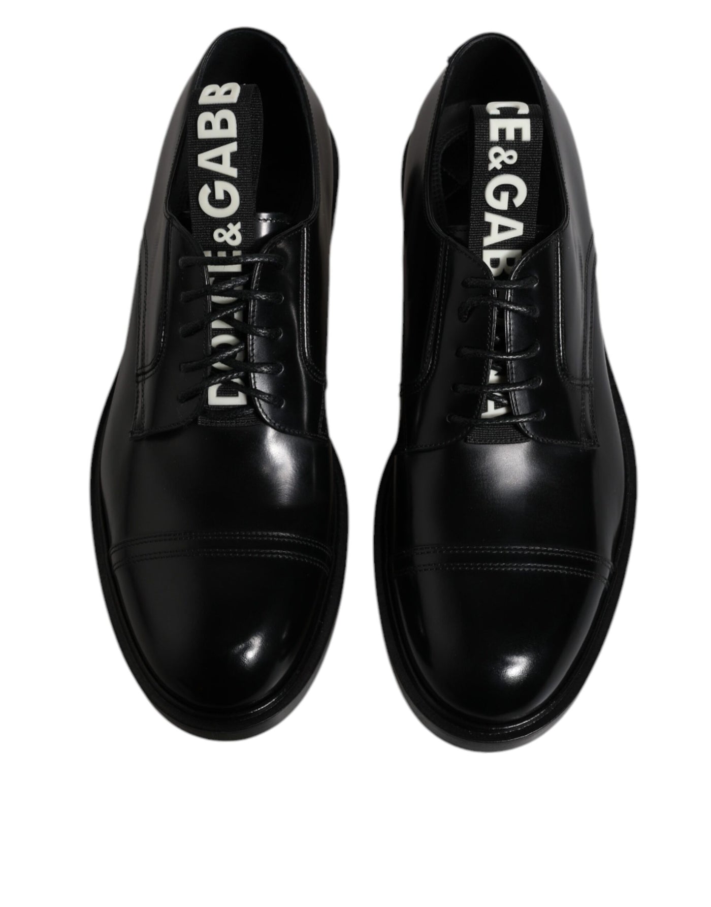 Dolce & Gabbana Schwarze Lackleder Derby Schnürschuhe Formal Dress Schuhe