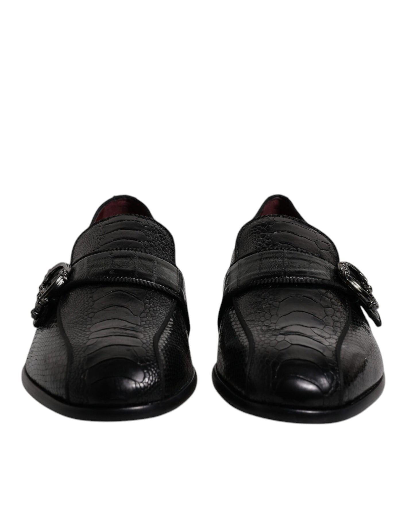 Dolce & Gabbana Schwarze Exotische Leder DG Logo Loafers Formelle Anzugschuhe