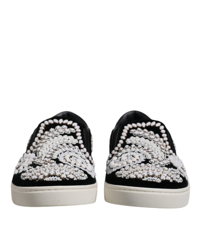 Dolce & Gabbana Schwarz verschönert London Männer Slip On Schuhe