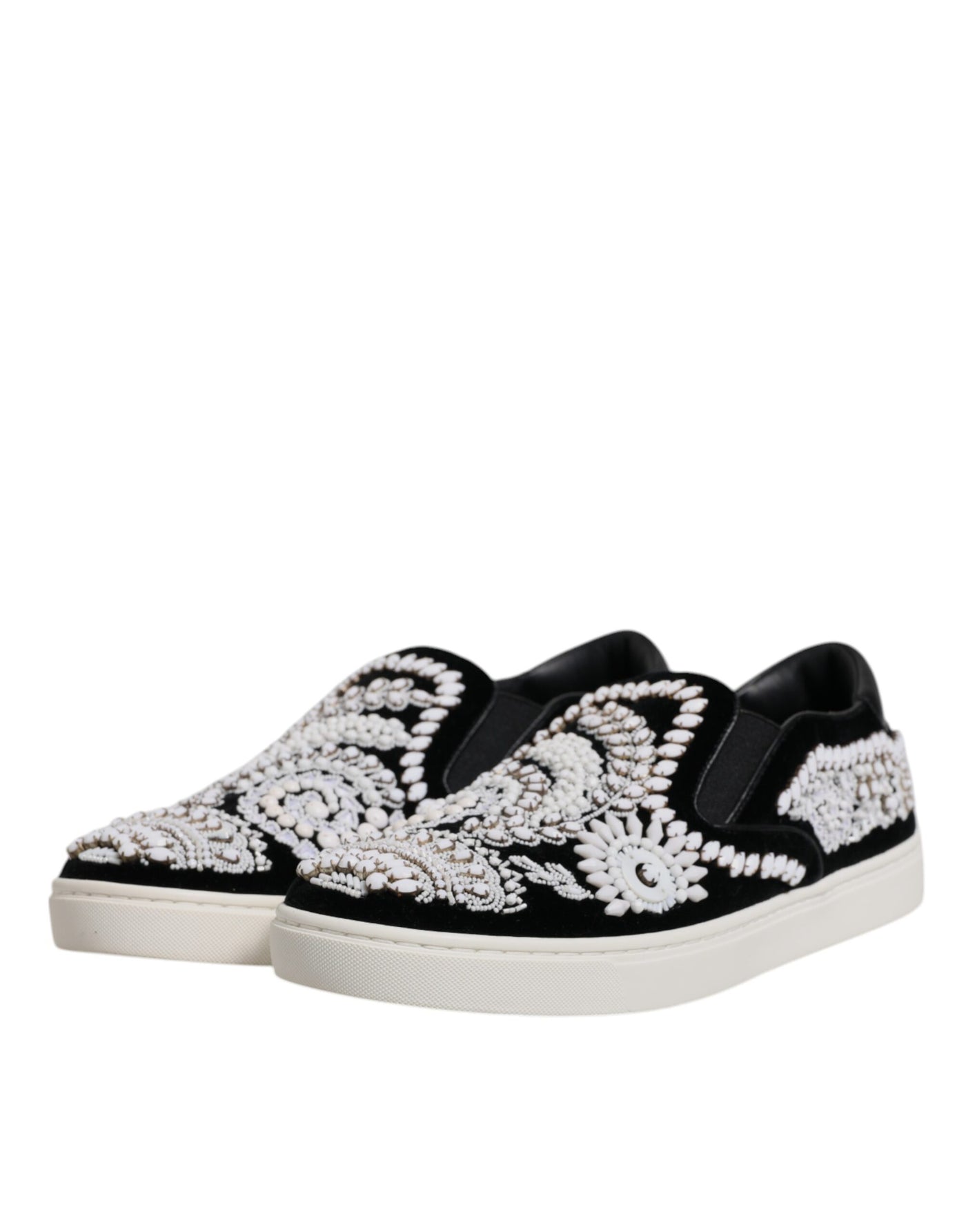 Dolce & Gabbana Schwarz verschönert London Männer Slip On Schuhe