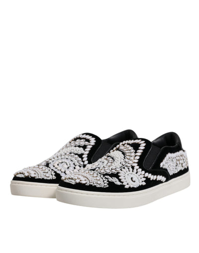 Dolce & Gabbana Schwarz verschönert London Männer Slip On Schuhe