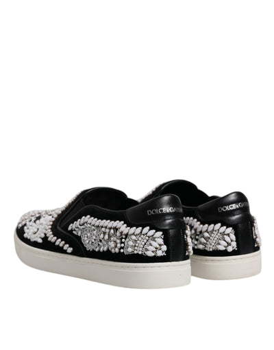 Dolce & Gabbana Schwarz verschönert London Männer Slip On Schuhe