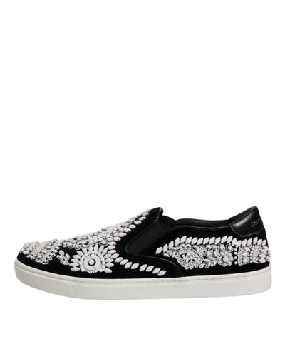 Dolce & Gabbana Schwarz verschönert London Männer Slip On Schuhe