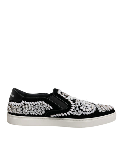 Dolce & Gabbana Schwarz verschönert London Männer Slip On Schuhe