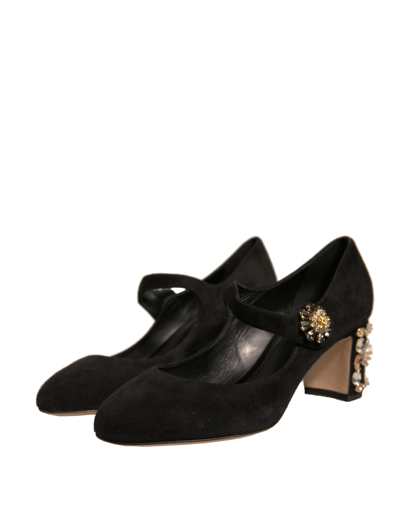 Dolce & Gabbana Schwarz Wildleder Juwelen Mary Jane Pumps Schuhe