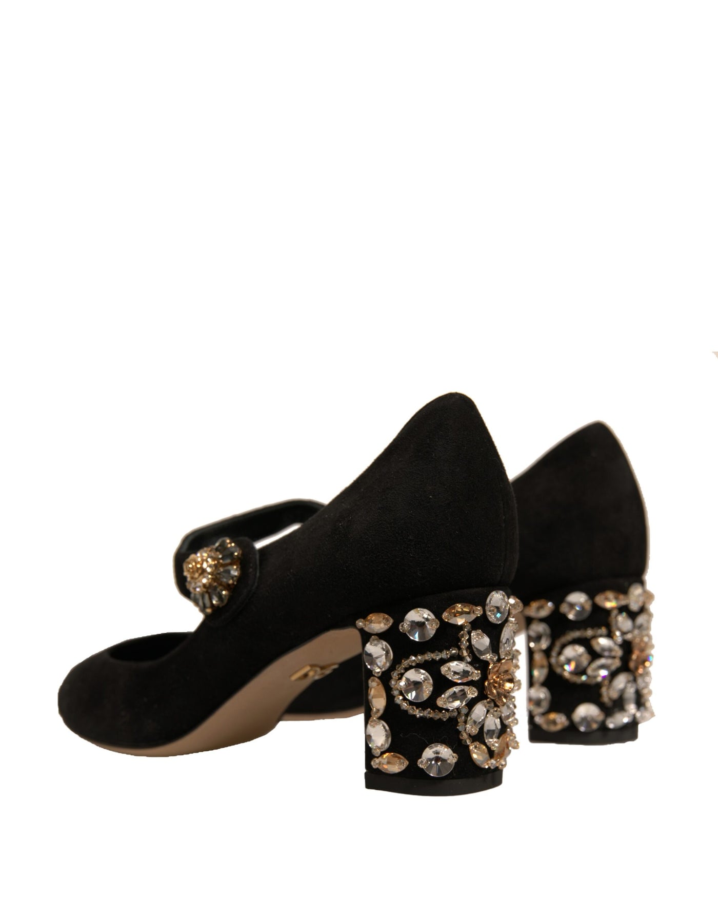 Dolce & Gabbana Schwarz Wildleder Juwelen Mary Jane Pumps Schuhe