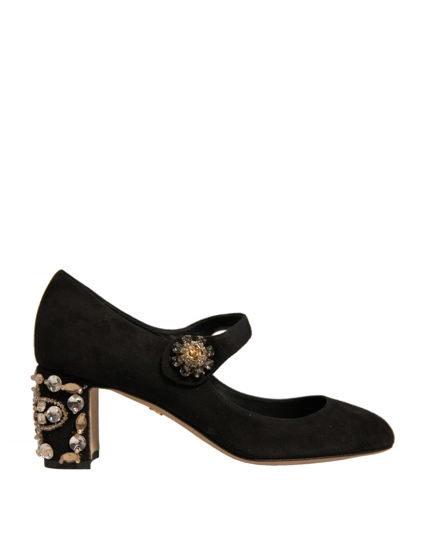 Dolce & Gabbana Schwarz Wildleder Juwelen Mary Jane Pumps Schuhe