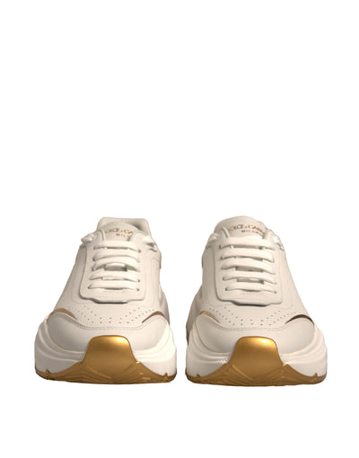 Dolce & Gabbana Weiß Gold Daymaster Low Top Turnschuhe Schuhe