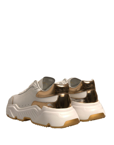 Dolce & Gabbana Weiß Gold Daymaster Low Top Turnschuhe Schuhe