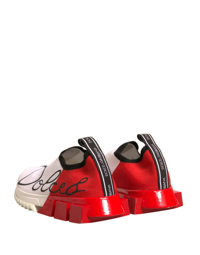 Dolce & Gabbana Weiß Rot Low Top Sorrento Turnschuhe Schuhe