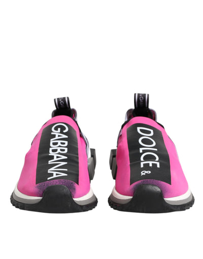 Dolce & Gabbana Fuchsia Weiß Slip On Sorrento Turnschuhe Schuhe