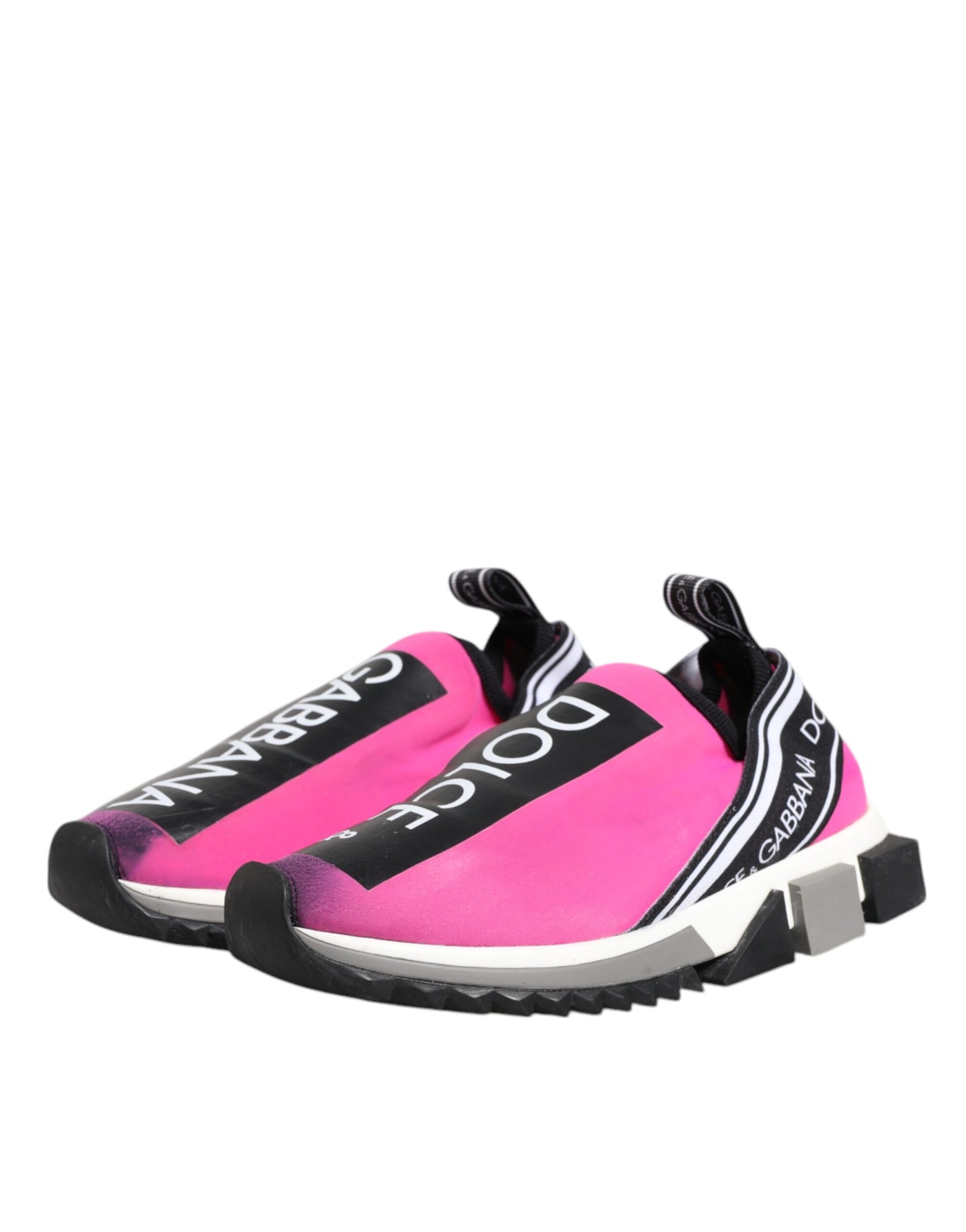 Dolce & Gabbana Fuchsia Weiß Slip On Sorrento Turnschuhe Schuhe