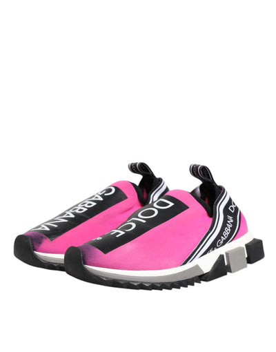 Dolce & Gabbana Fuchsia Weiß Slip On Sorrento Turnschuhe Schuhe