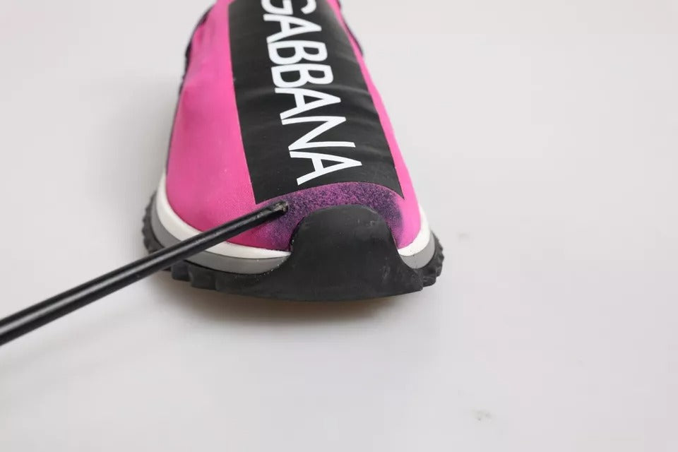 Dolce & Gabbana Fuchsia Weiß Slip On Sorrento Turnschuhe Schuhe